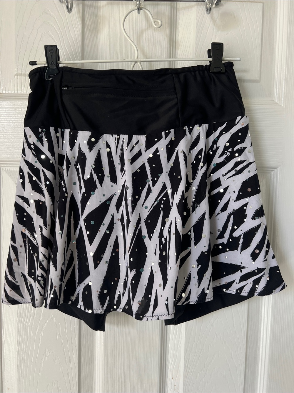 Sparkle Skirts Black & White Running Skirt with Sparkle Detail, Size M